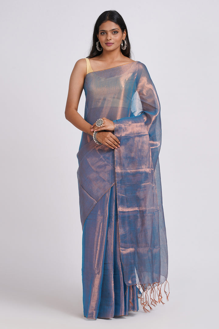 Teejh Trishika Dark Blue Tissue Saree
