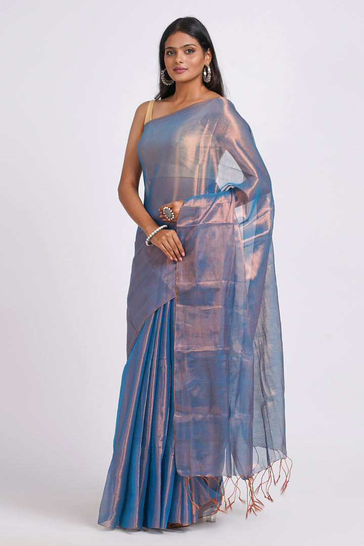 Teejh Trishika Dark Blue Tissue Saree