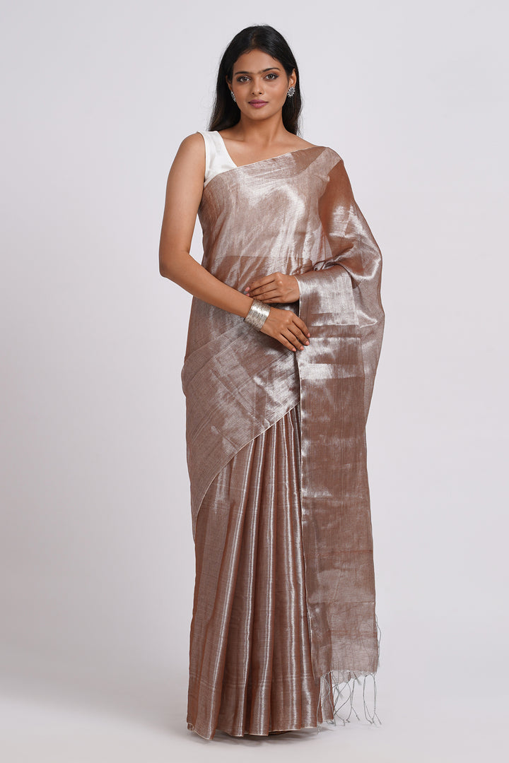 Teejh Trishika Champagne Tissue Saree