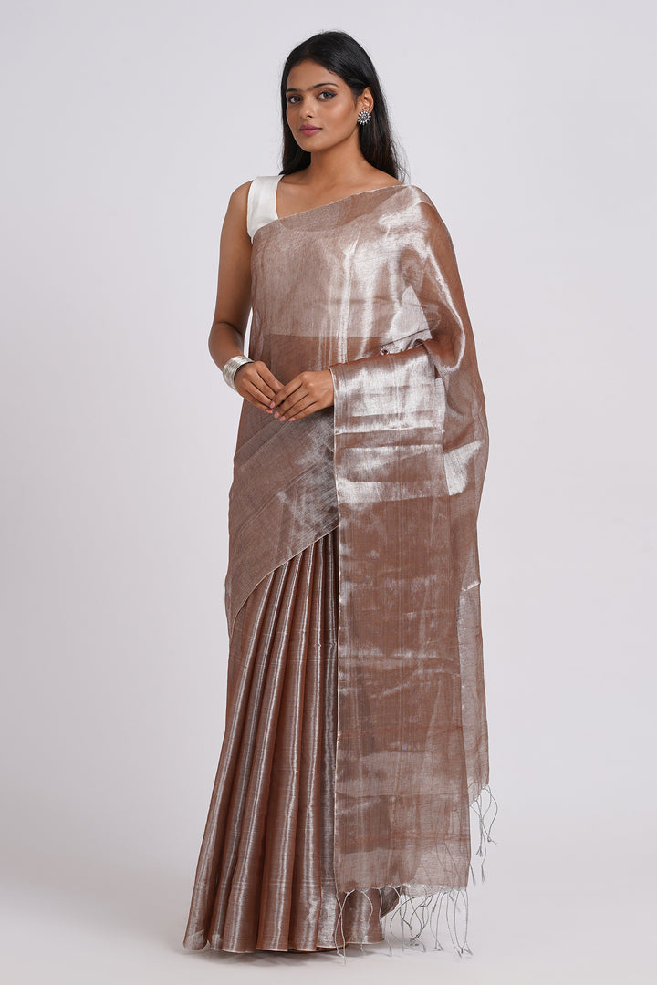 Teejh Trishika Champagne Tissue Saree