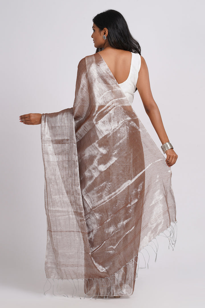 Teejh Trishika Champagne Tissue Saree