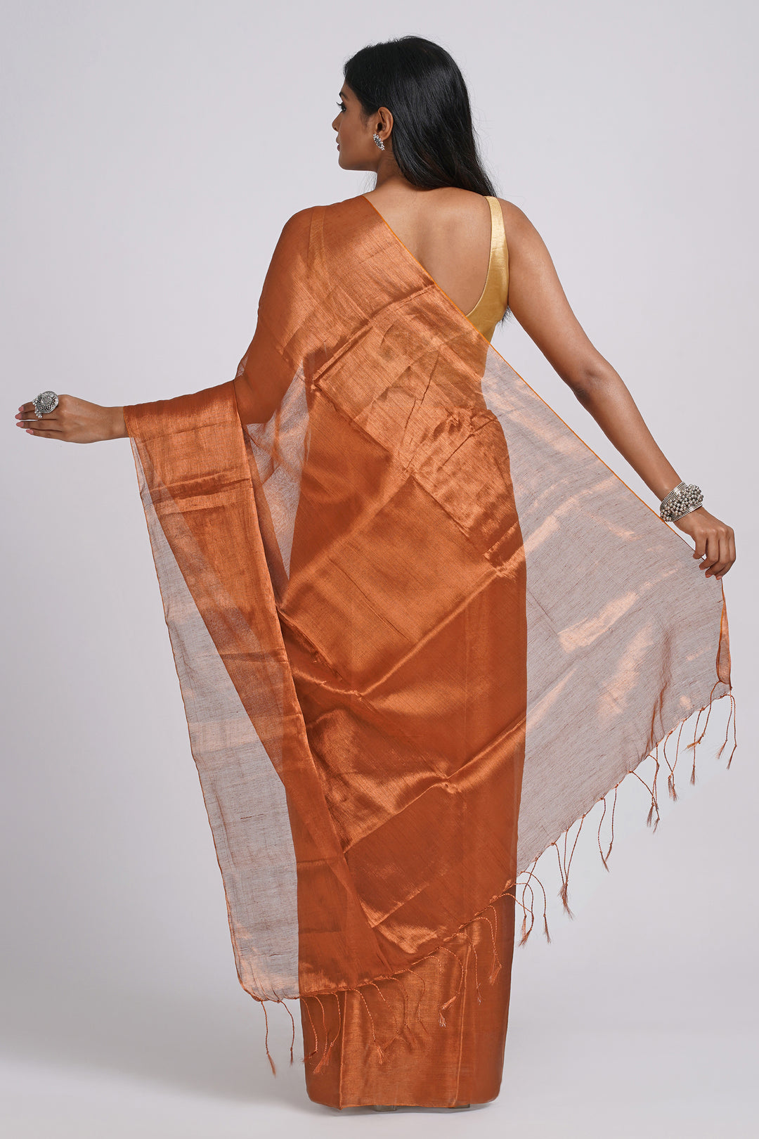 Teejh Trishika Copper Brown Tissue Saree