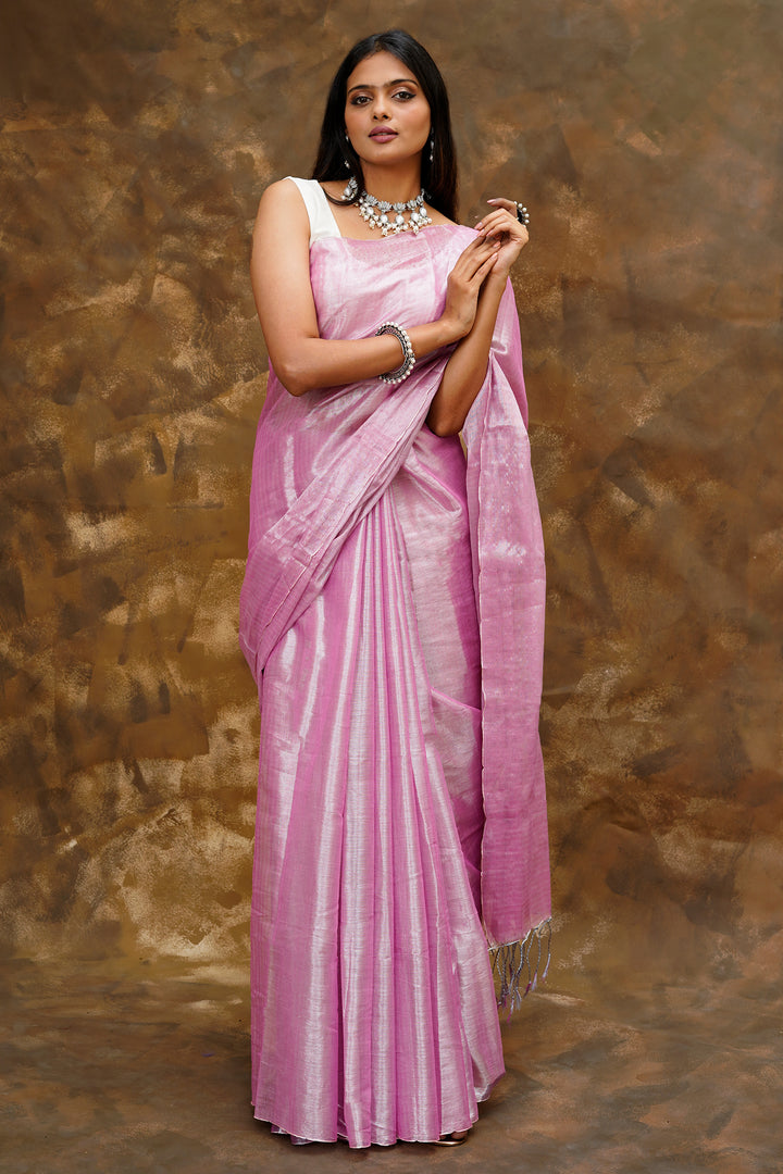 Teejh Trishika Pink Tissue Saree
