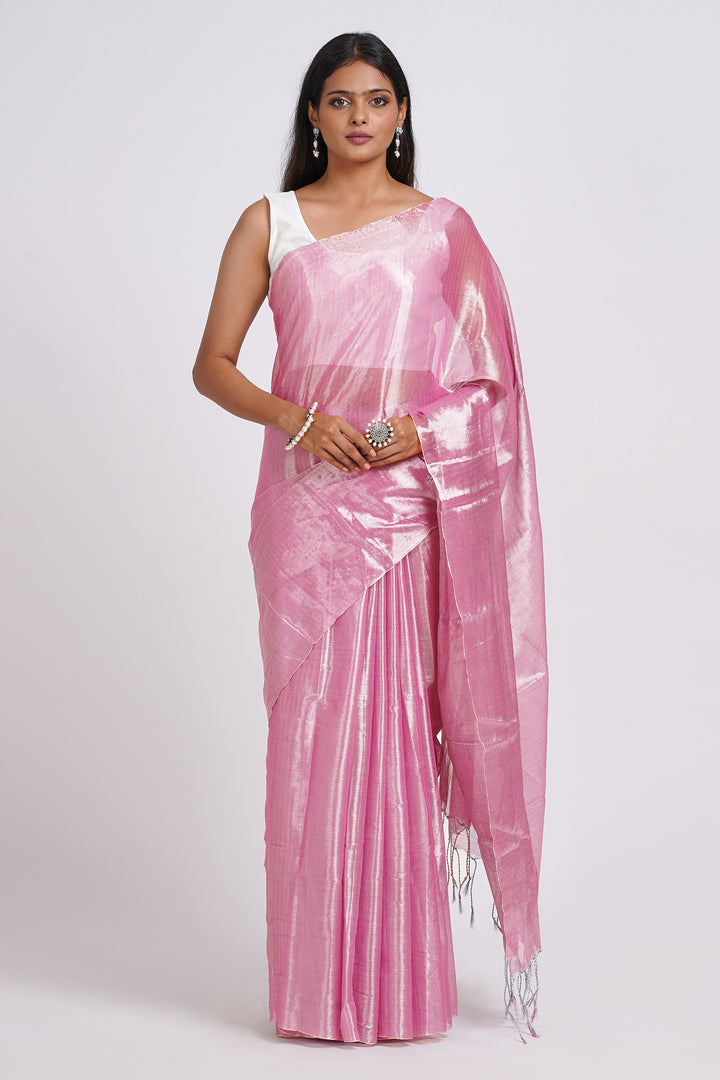 Teejh Trishika Pink Tissue Saree