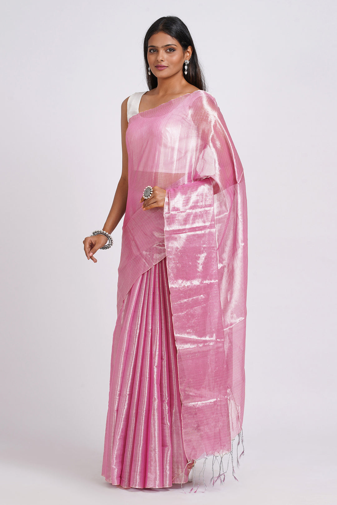 Teejh Trishika Pink Tissue Saree