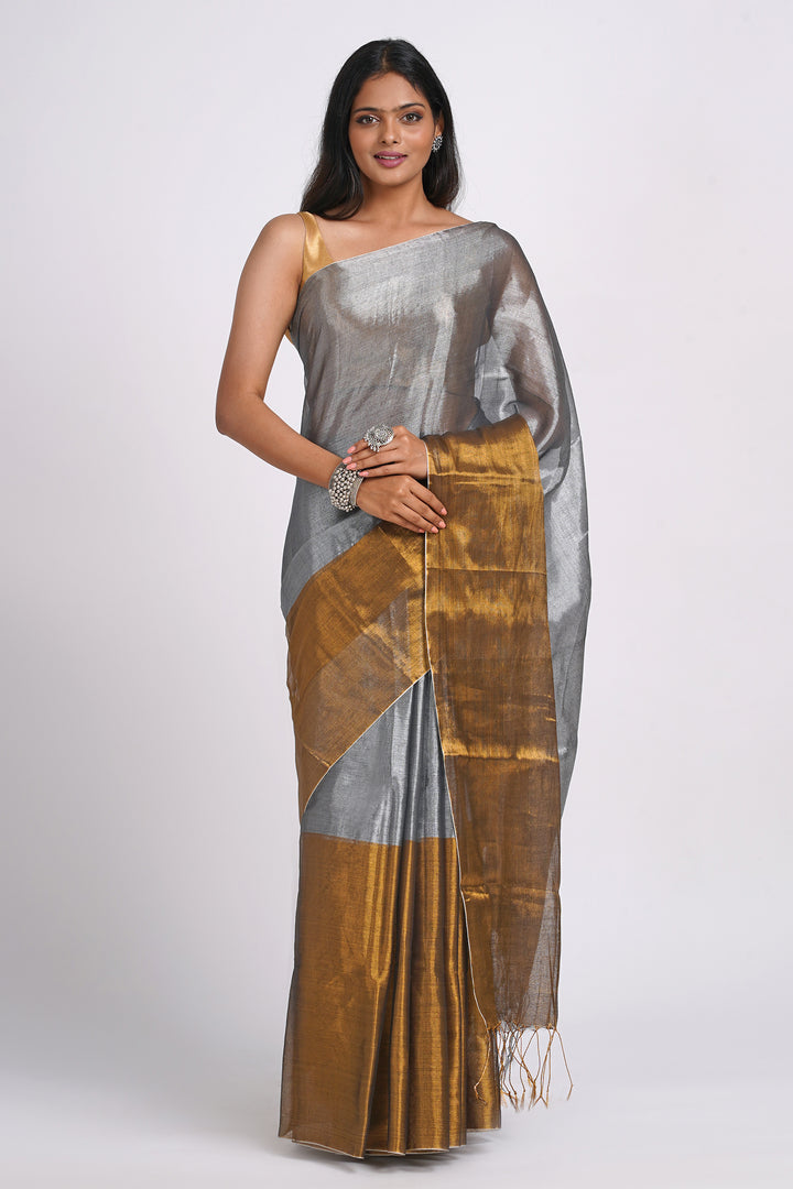 Teejh Aaryani Gold and Silver Tissue Silk Saree