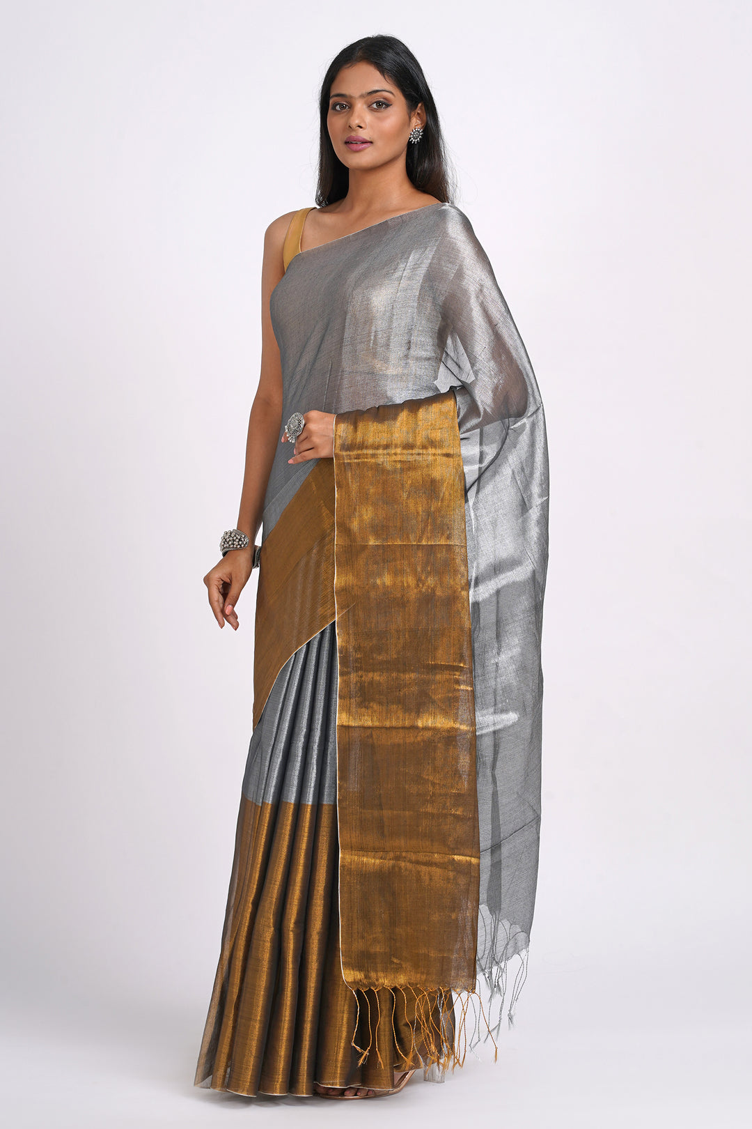 Teejh Aaryani Gold and Silver Tissue Silk Saree