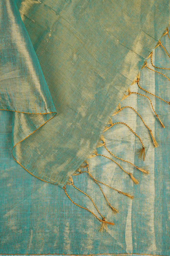 Teejh Trishika Peacock Green Tissue Saree