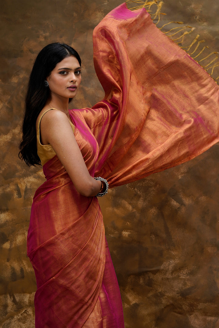 Teejh Trishika Dark Pink Tissue Saree