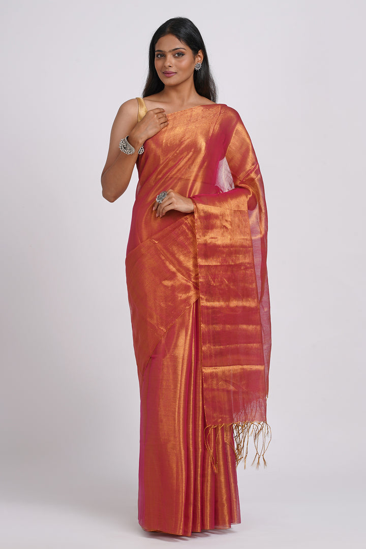 Teejh Trishika Dark Pink Tissue Saree