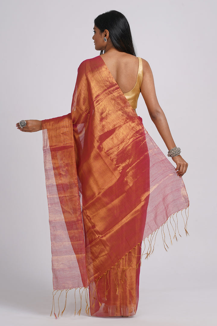 Teejh Trishika Dark Pink Tissue Saree