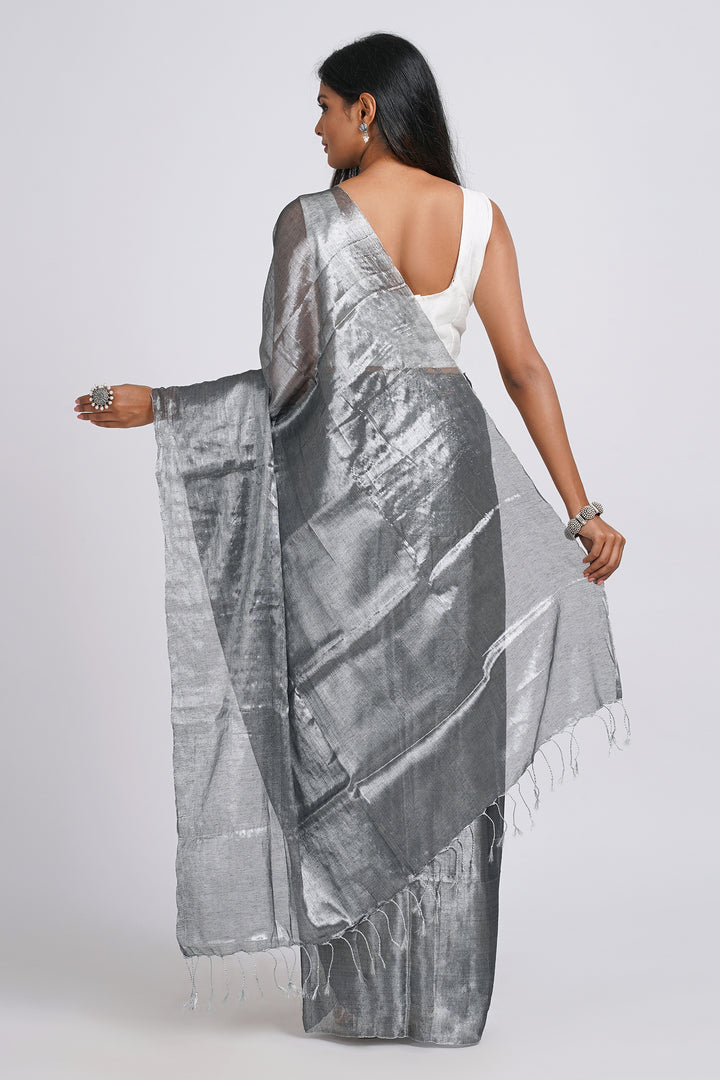 Teejh Trishika Silver Tissue Saree