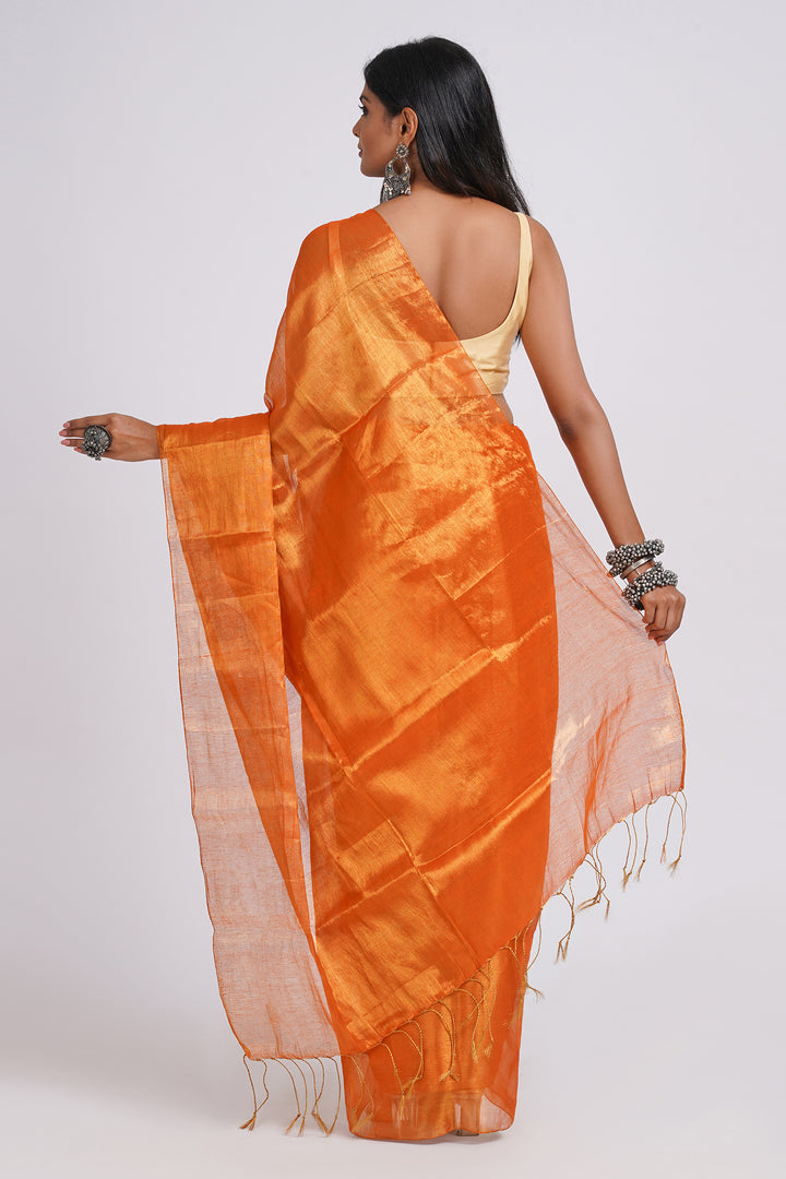 Teejh Trishika Orange Tissue Saree