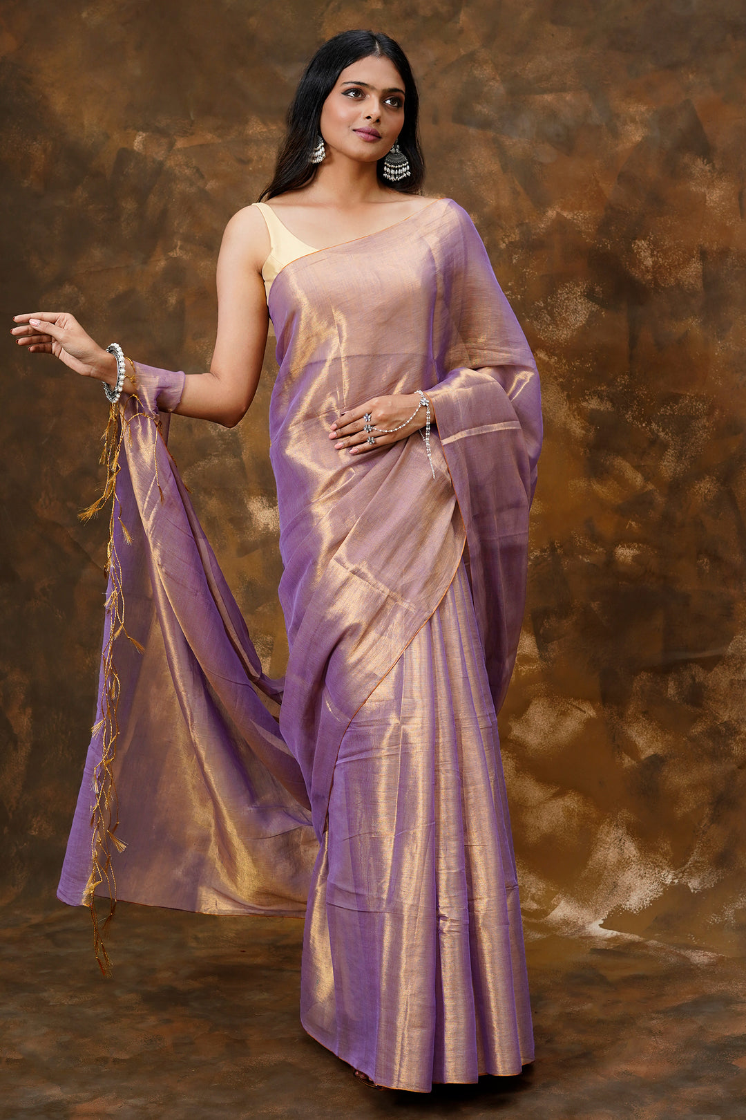 Teejh Trishika Purple Tissue Saree