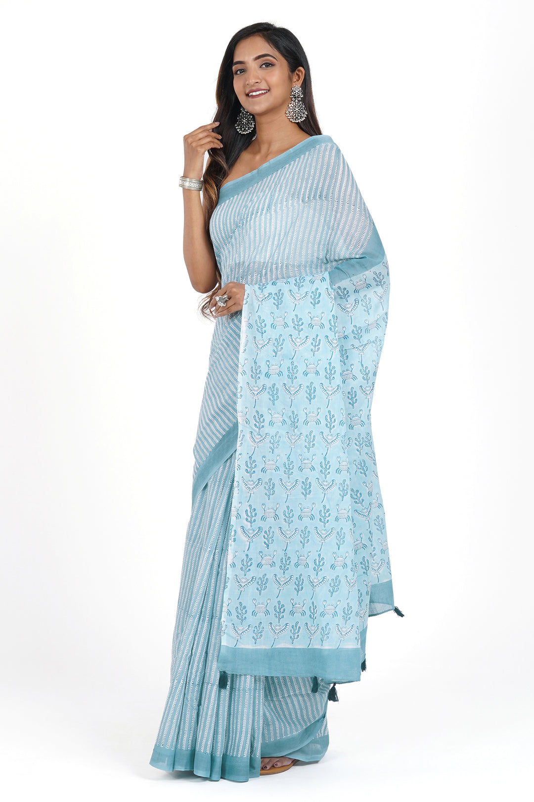 Teejh Shubhra Mulmul Cotton Saree