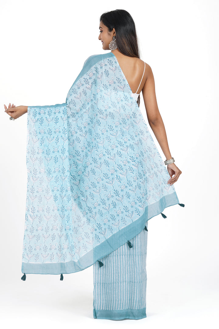 Teejh Shubhra Mulmul Cotton Saree