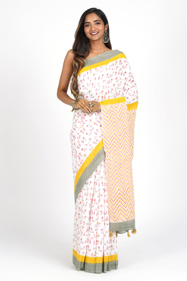 Teejh Ganga Mulmul Cotton Saree