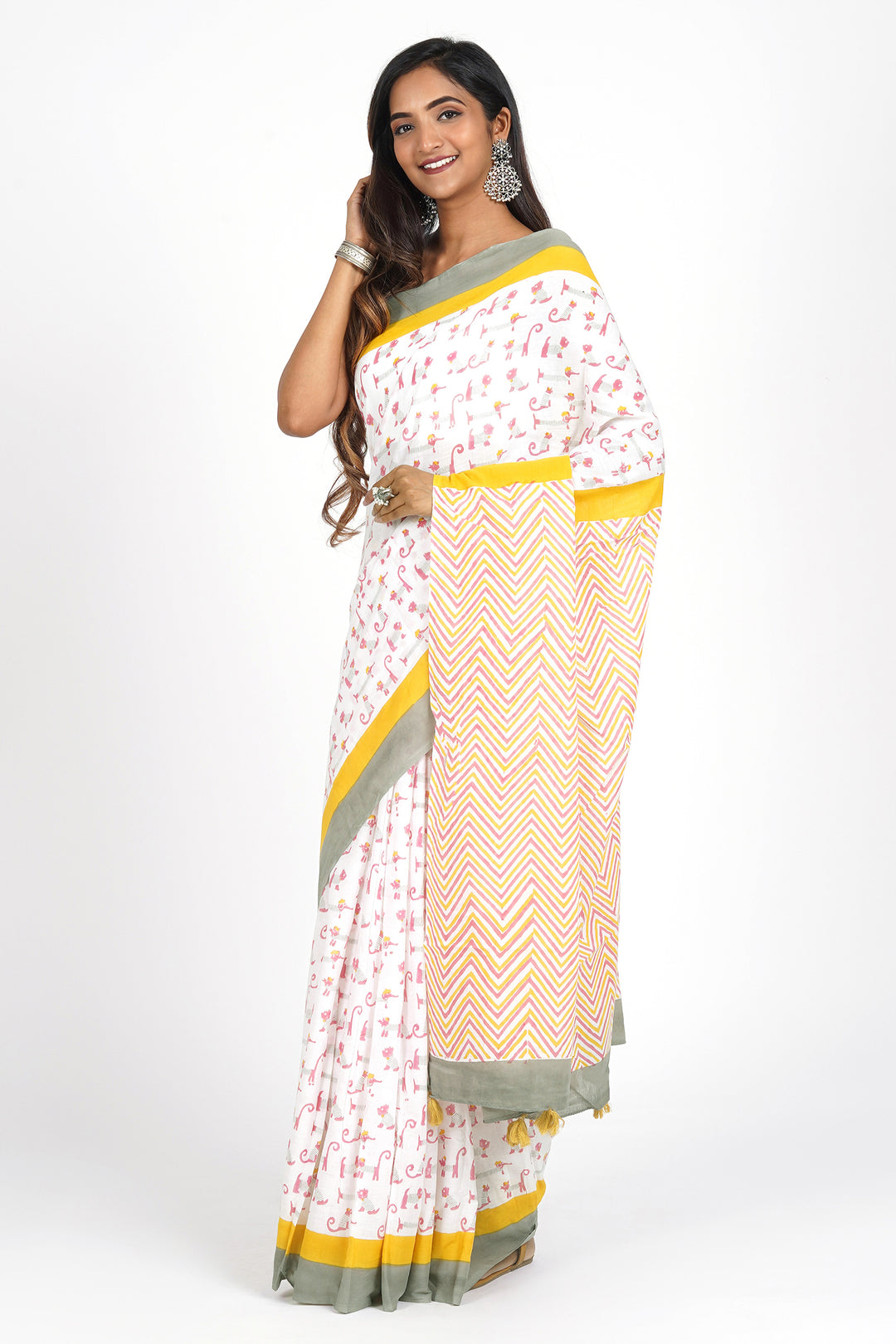 Teejh Ganga Mulmul Cotton Saree