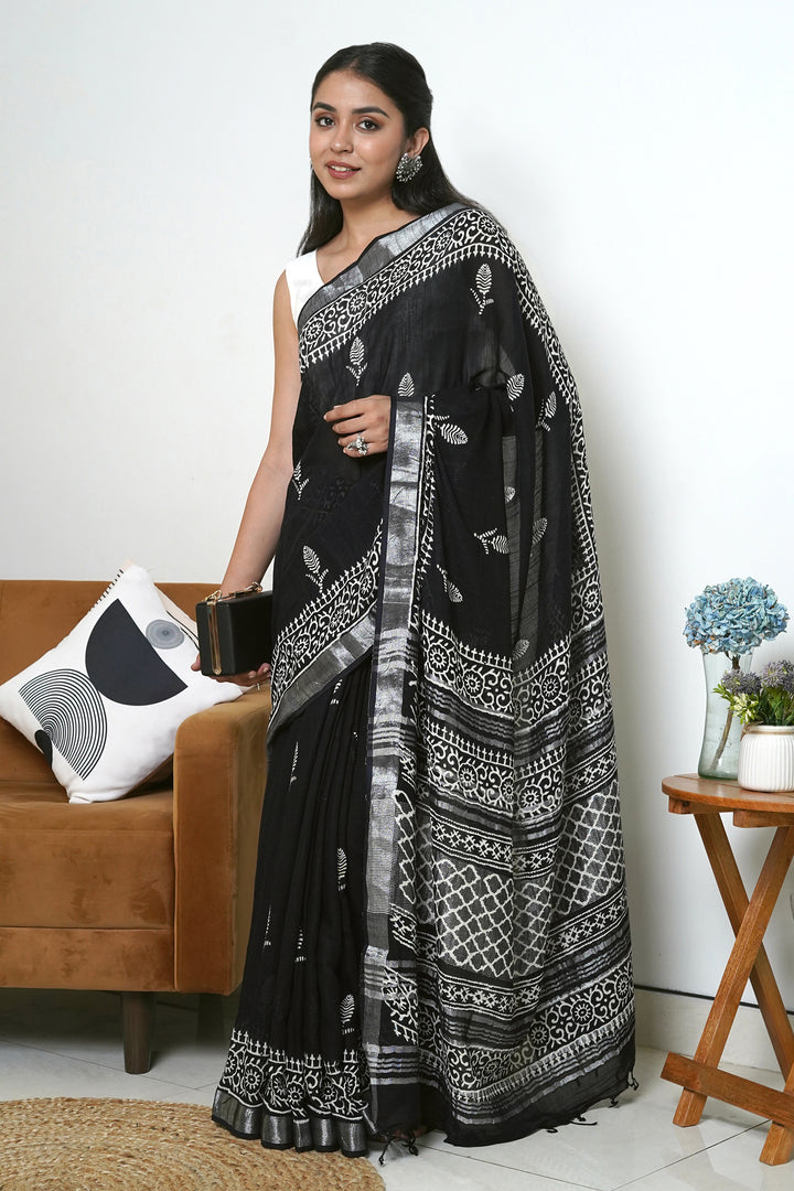 Teejh Whispering Winds Linen Saree