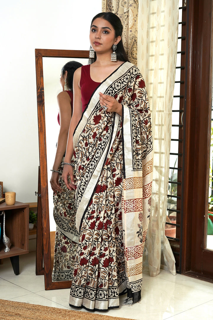 Teejh Rustic Rosewater Saree