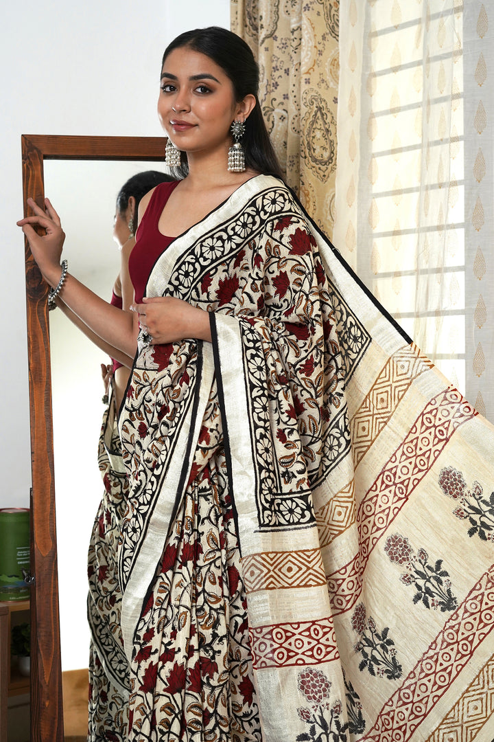 Teejh Rustic Rosewater Saree
