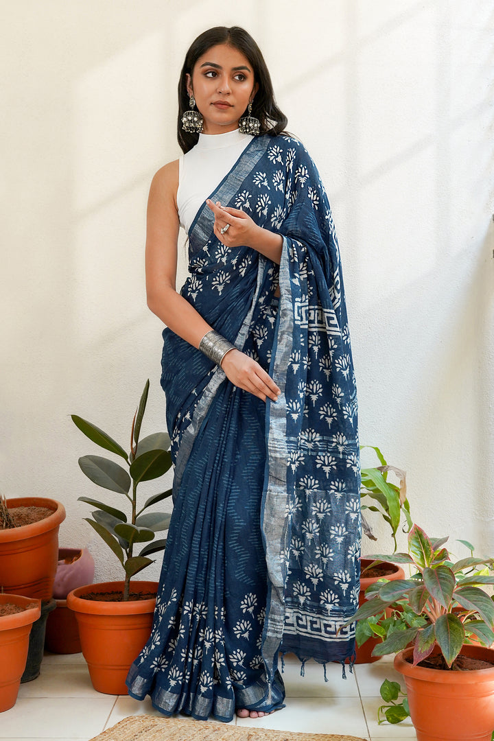Teejh Navy Serenade Saree