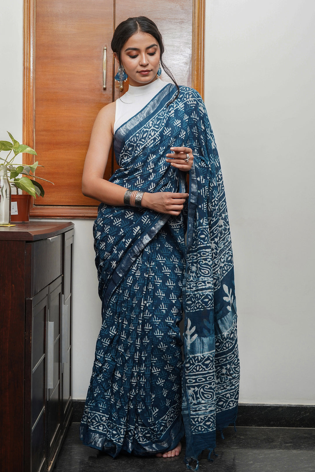 Teejh Ethereal Navy Saree