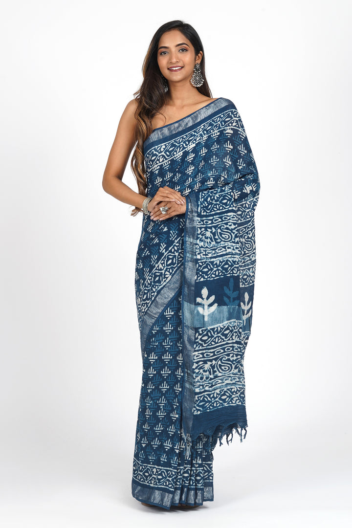 Teejh Ethereal Navy Saree