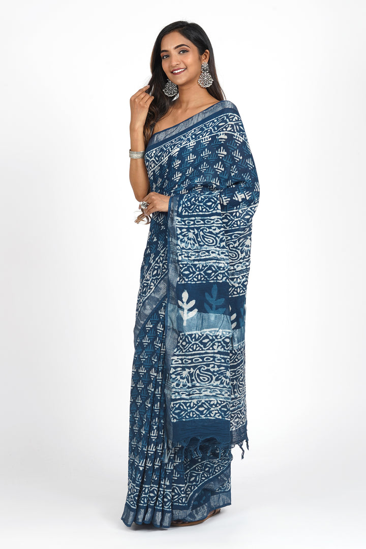 Teejh Ethereal Navy Saree