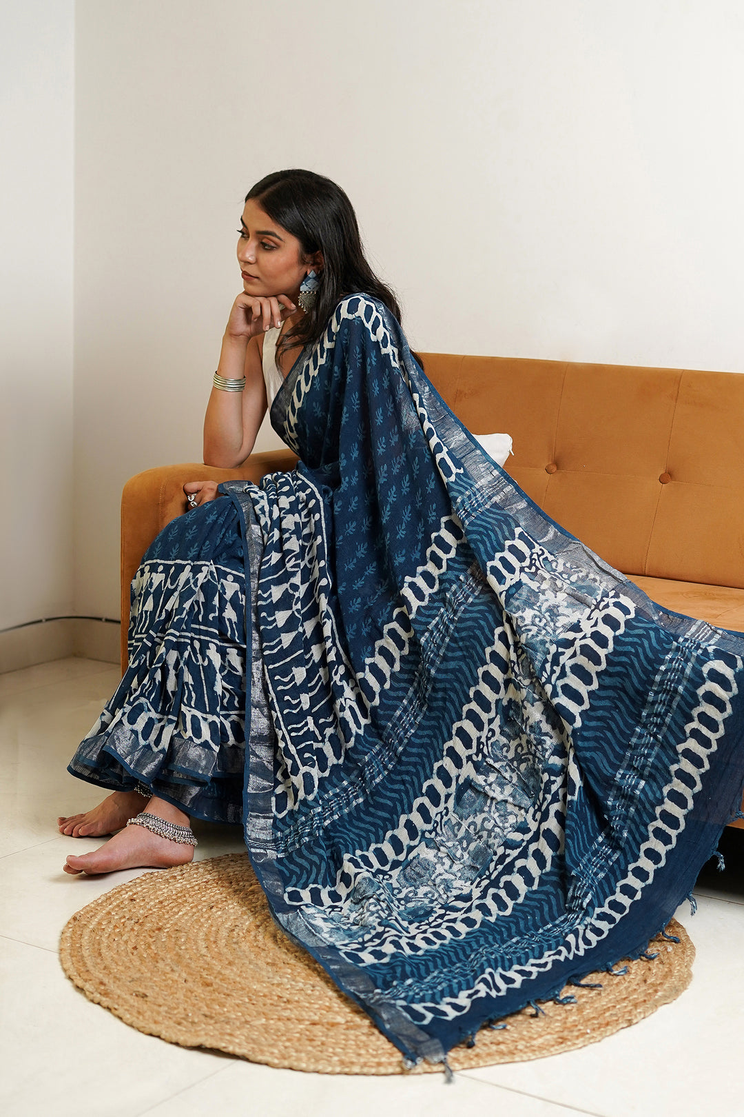 Teejh Maritime Linen Saree