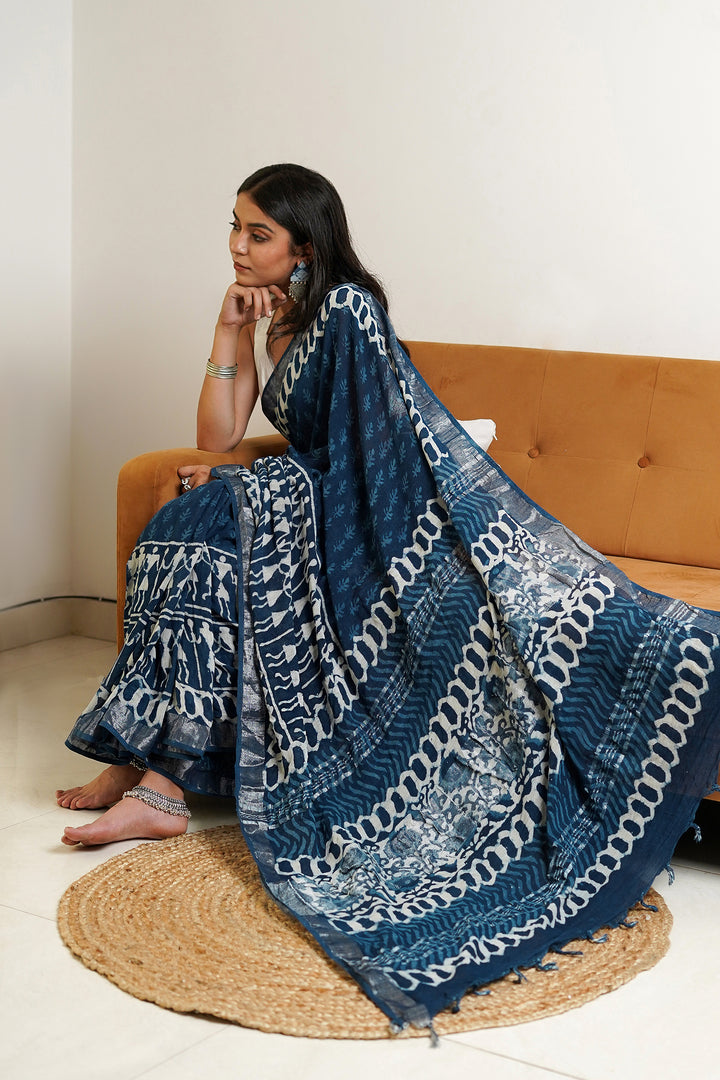 Teejh Maritime Linen Saree