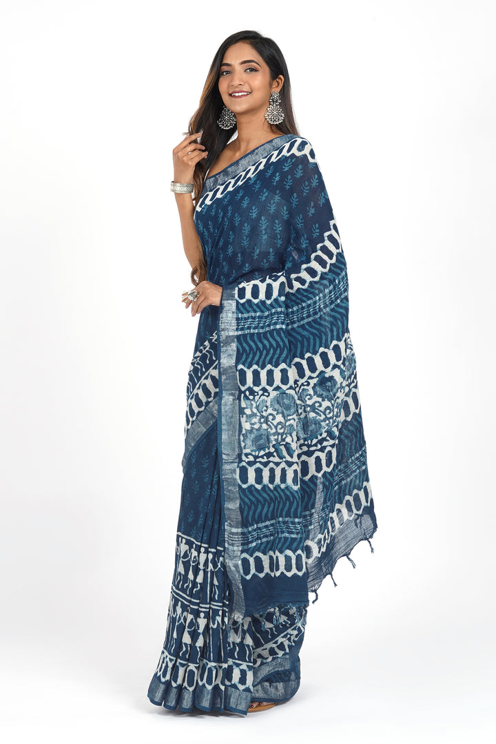Teejh Maritime Linen Saree