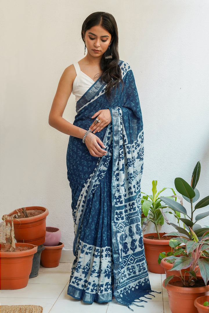 Teejh Moonlit Linen Saree