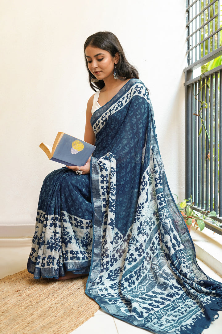 Teejh Moonlit Linen Saree