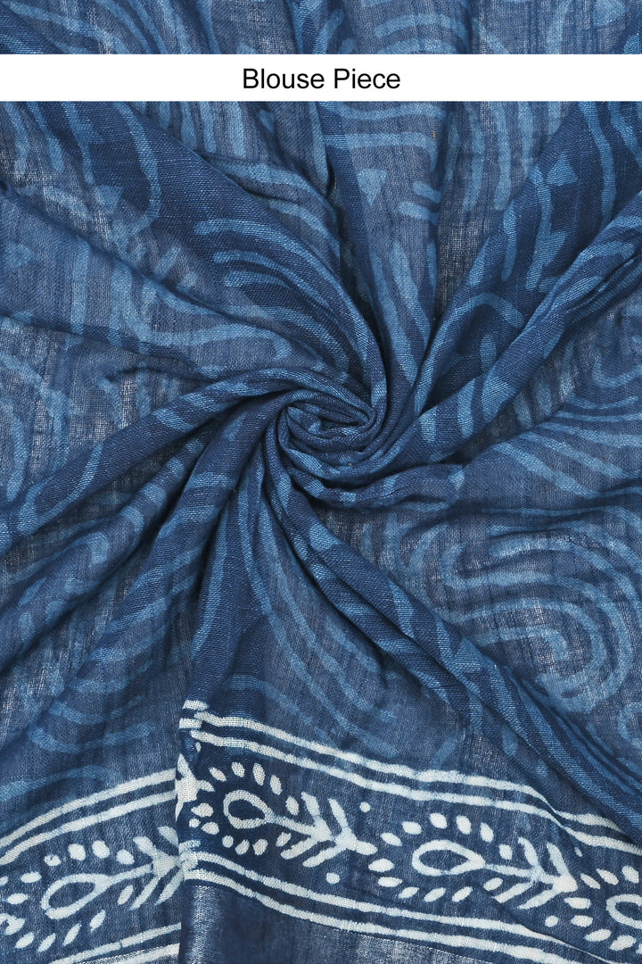 Teejh Velvet Navy Linen Saree