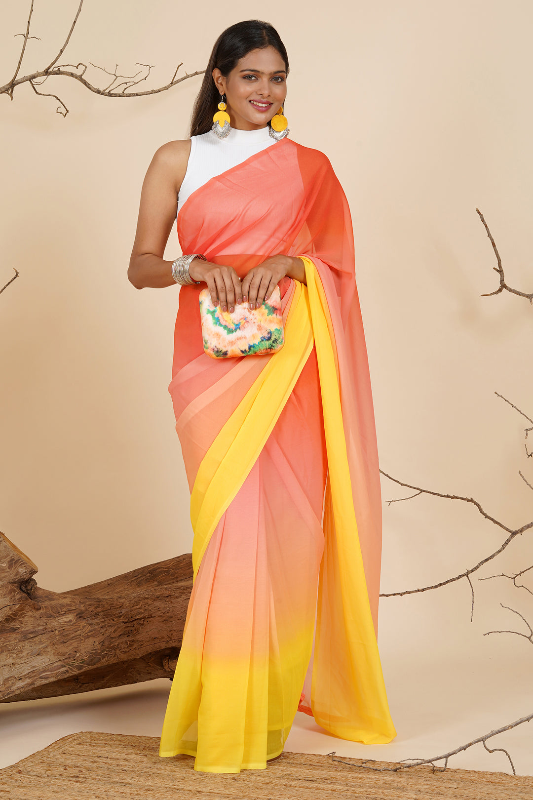 Teejh Sunset Cascade Pre-Draped Saree