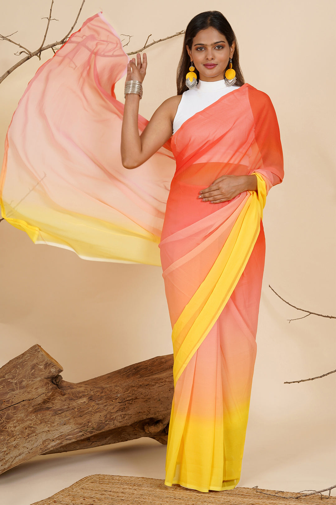 Teejh Sunset Cascade Pre-Draped Saree