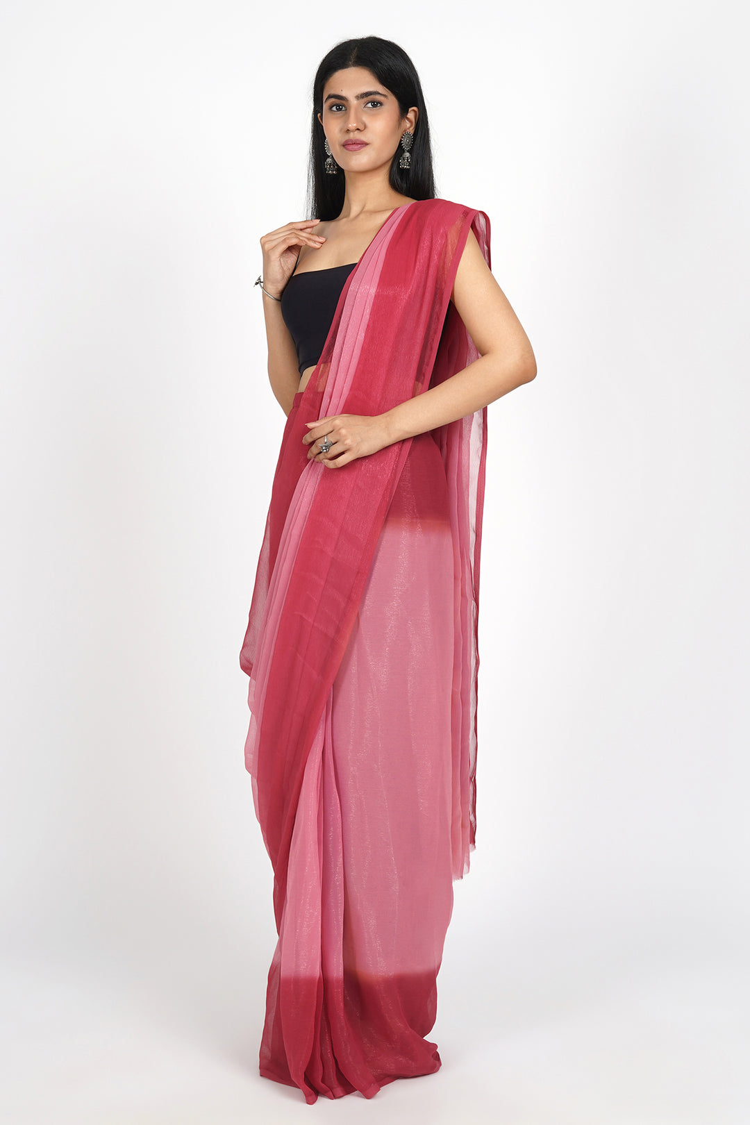 Teejh Radiant Rosewater Pre-Draped Saree