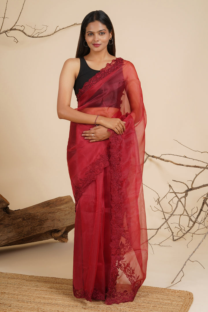 Teejh Scarlet Whispers Organza Saree