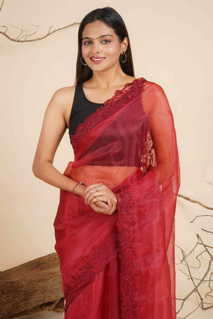 Teejh Scarlet Whispers Organza Saree