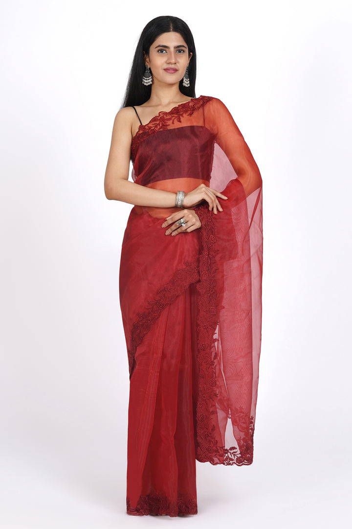 Teejh Scarlet Whispers Organza Saree