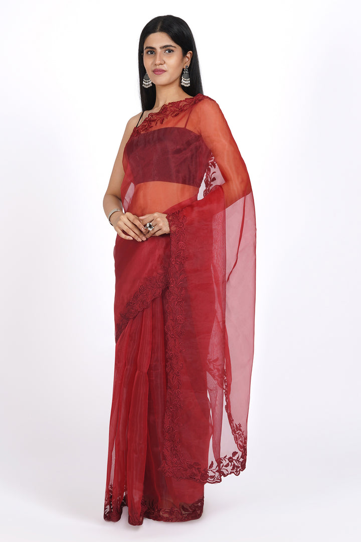 Teejh Scarlet Whispers Organza Saree