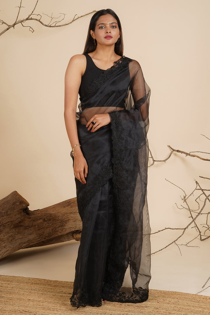 Teejh Noir Nightfall Organza Saree