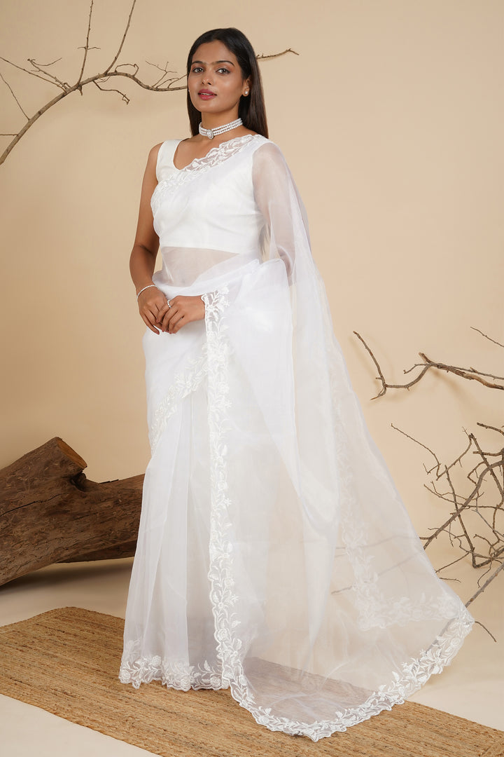 Teejh Ivory Whisper Organza Saree