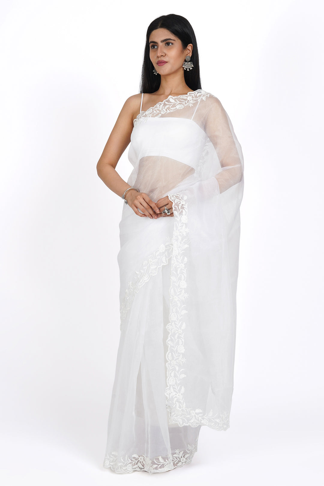 Teejh Ivory Whisper Organza Saree