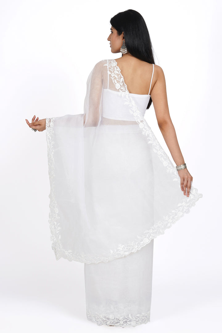 Teejh Ivory Whisper Organza Saree