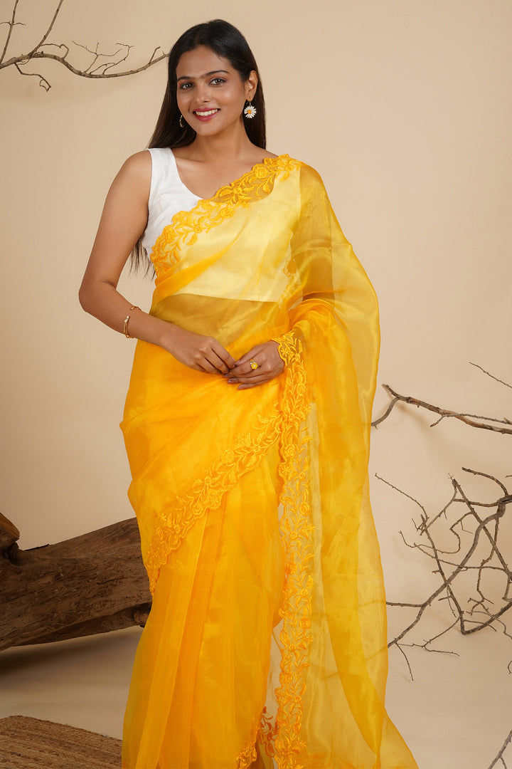 Teejh Sunlit Sakura Organza Saree