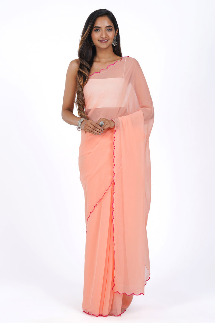 Teejh Apricot Aura Georgette Saree