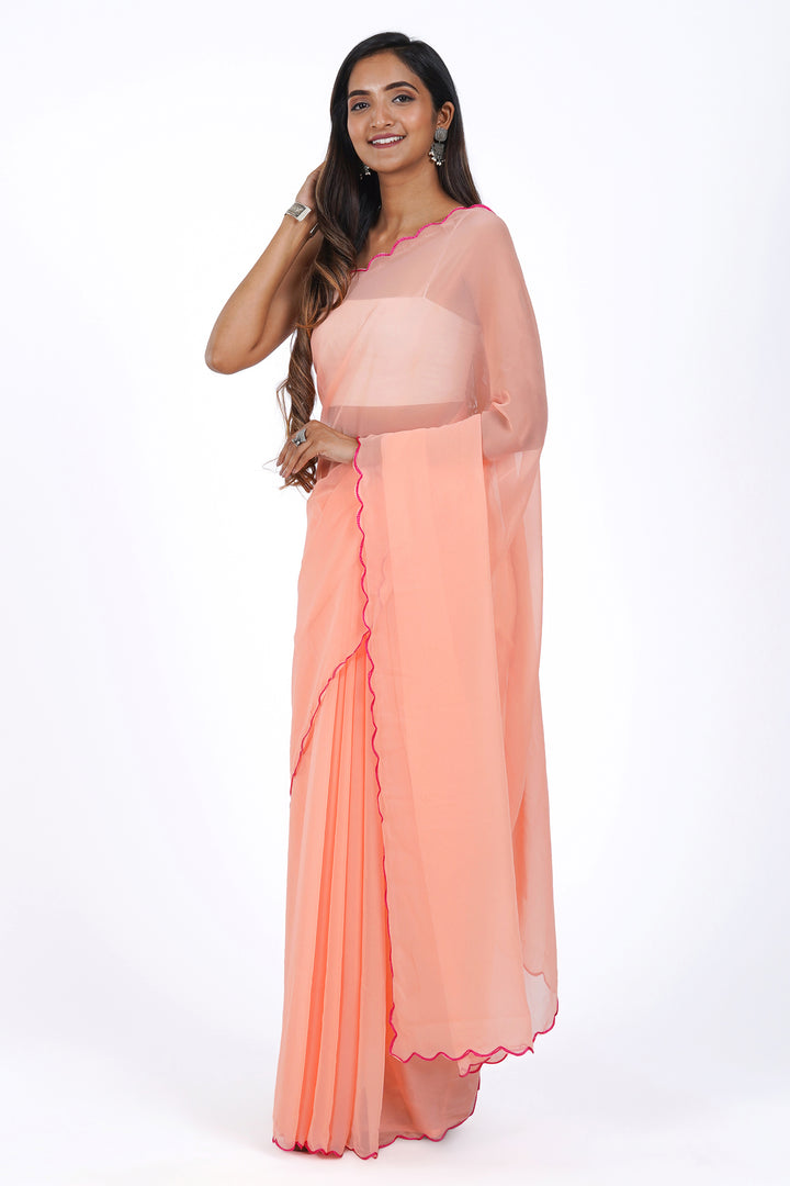Teejh Apricot Aura Georgette Saree