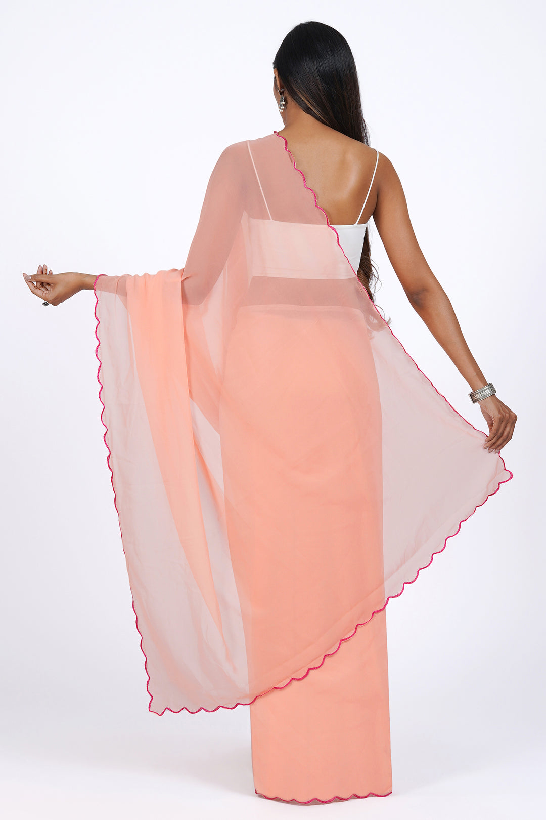 Teejh Apricot Aura Georgette Saree